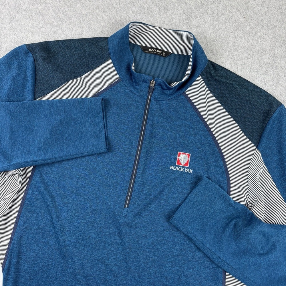 Black Yak Pullover Mens Large Blue 1/4 Zip Athletic Base Layer Hiking Technical